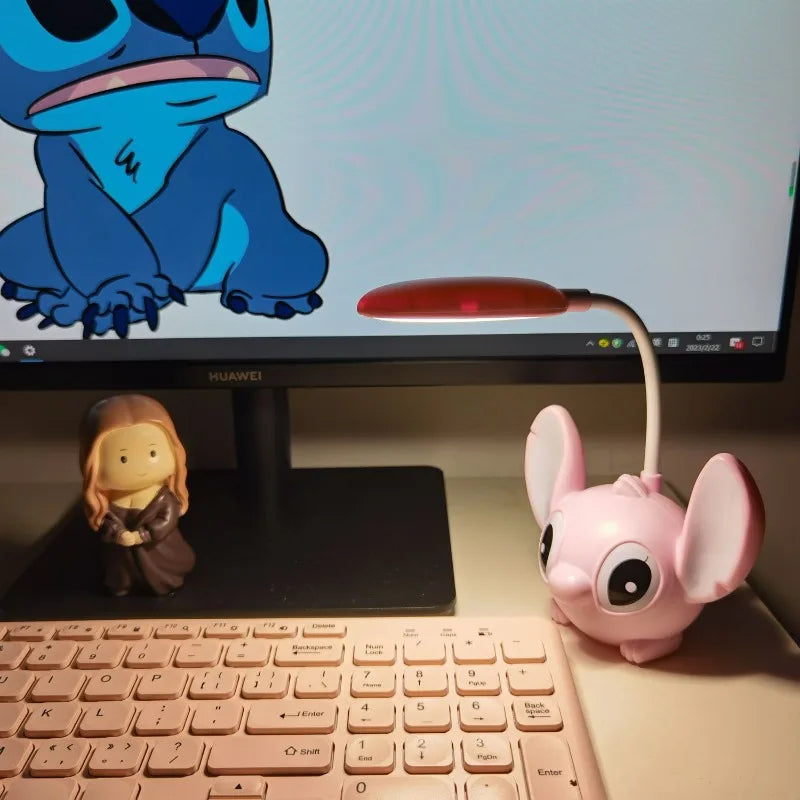 Stitch Luminous desk lamp, led light, usb charging, small fan, mini night light, pencil sharpener, cute cartoon lighting gift