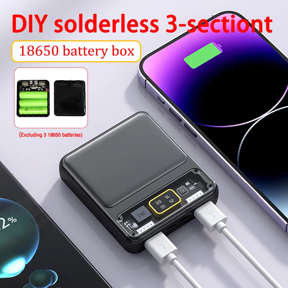 DIY Powerbank-Gehäuse für 3x 18650 Batterien – Dual USB, Transparent Design