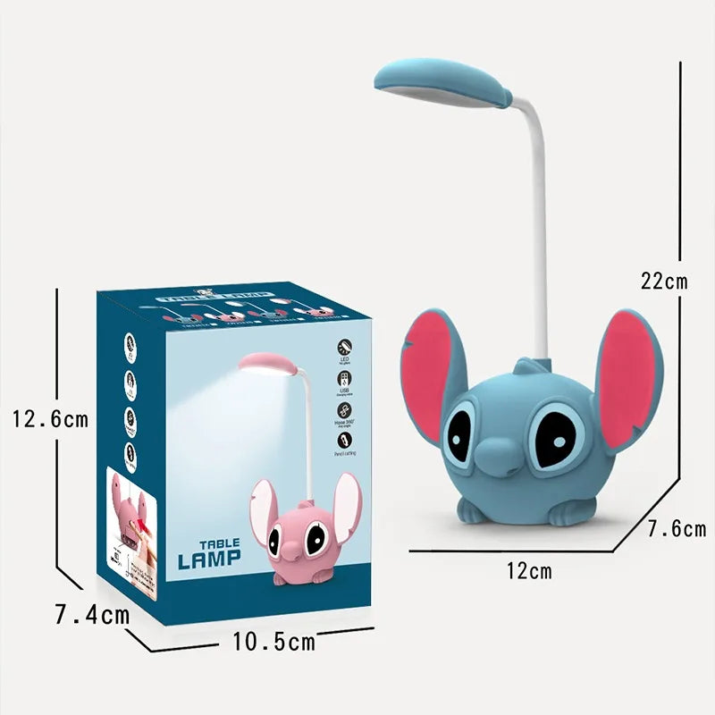 Stitch Luminous desk lamp, led light, usb charging, small fan, mini night light, pencil sharpener, cute cartoon lighting gift