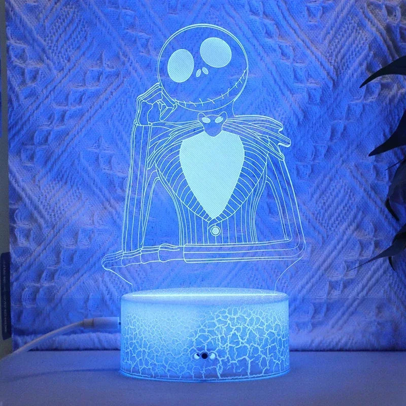 Nightmare Before Christmas 3D LED Nachtlicht – Jack & Sally Figur, Deko-Lampe für Kinderzimmer