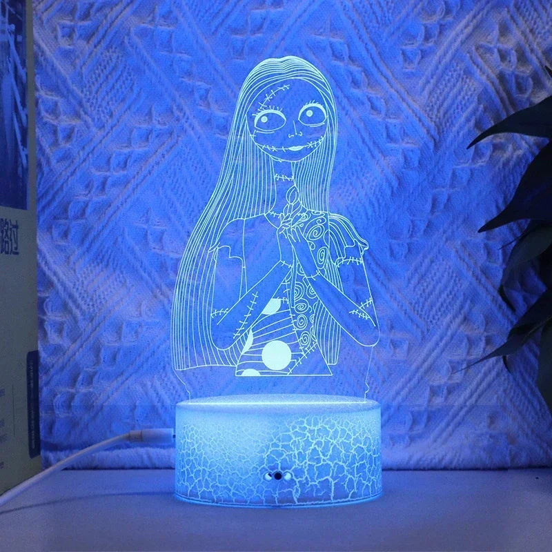 Nightmare Before Christmas 3D LED Nachtlicht – Jack & Sally Figur, Deko-Lampe für Kinderzimmer