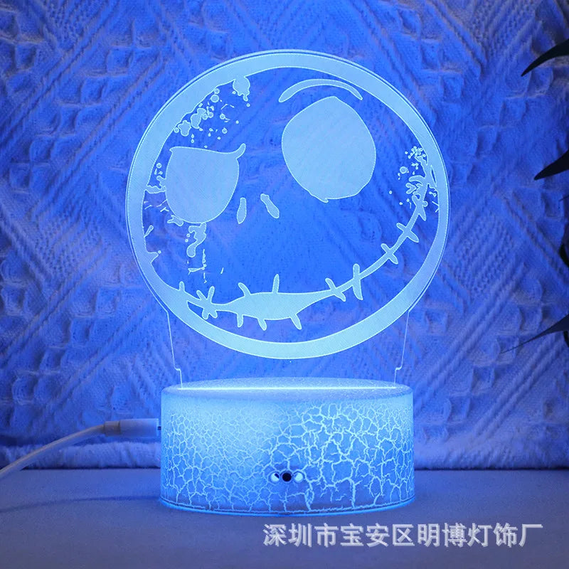 Nightmare Before Christmas 3D LED Nachtlicht – Jack & Sally Figur, Deko-Lampe für Kinderzimmer